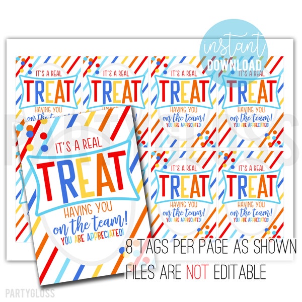 Rice Treat Team Appreciation Printable Tags | Employee Gift | Rice Treat Tag | Staff Gift | Employee Appreciation Ideas | Sports Team Treats