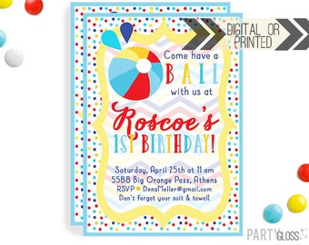 Beach Ball Invitation | Beach Ball Invites | Digital or Printed | Beach Ball Party | Beach Ball Printables | Pool Party Decorations