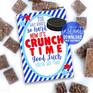 Hockey Crunch Time Bonne chance Étiquettes cadeaux imprimables Barre de chocolat Bonbons Régionaux Playoff Game Match Team Treat State Championship You Got This
