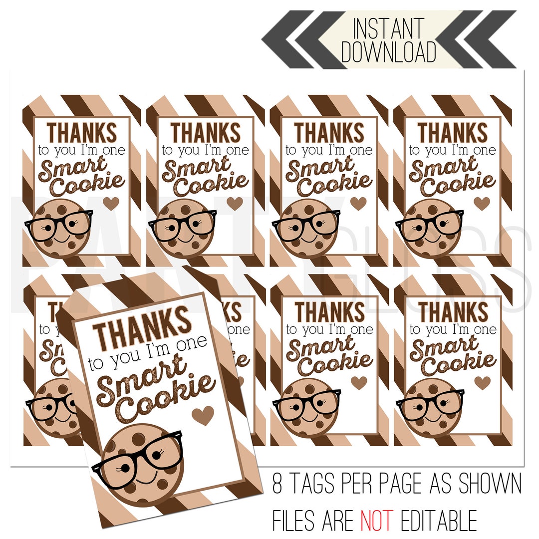 Teacher Appreciation Printable Tag | Smart Cookie Tag | Cookie Tag ...