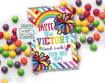 Printed and Shipped Cheer Taste The Victory Good Luck Gift Tags Rainbow Candy State Playoffs Game Day Team Tournament Competition Meet Match