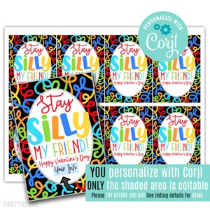 Editable Silly Valentine's Day Printable Gift Tags Silly Straw ...