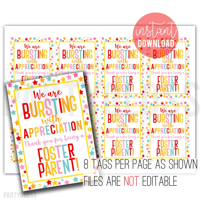 Foster Parent Appreciation Printable Tag Foster Parent Thank | Etsy