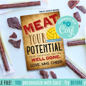 Editable Water Meat Your Potential Printable Gift Tags Playoffs Match State Regionals Tournament State Slim Healthy Beef Jerky Stick Jim