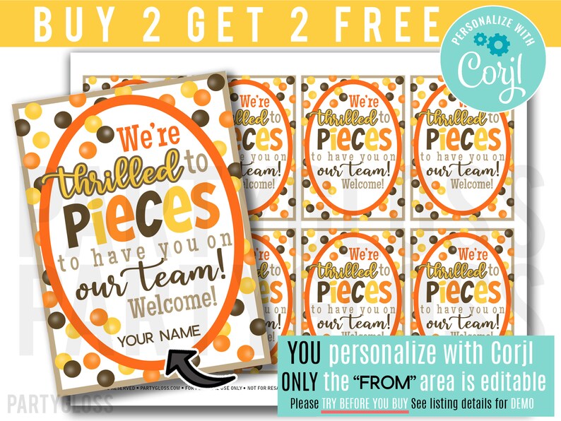 Editable Thrilled to Pieces Printable Gift Tags, Have You on Our Team ...