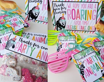 Party Animals Instant Download Birthday Party Package, Party Animal Zoo Printable Wild One Two Wild Young Wild & Three Party Rainbow Jungle