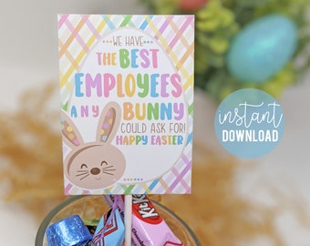 Employee Appreciation Printable Tags, Happy Easter Bunny Tag The Best Employees Any Bunny Could Ask For Staff Office Coworker Admin Business
