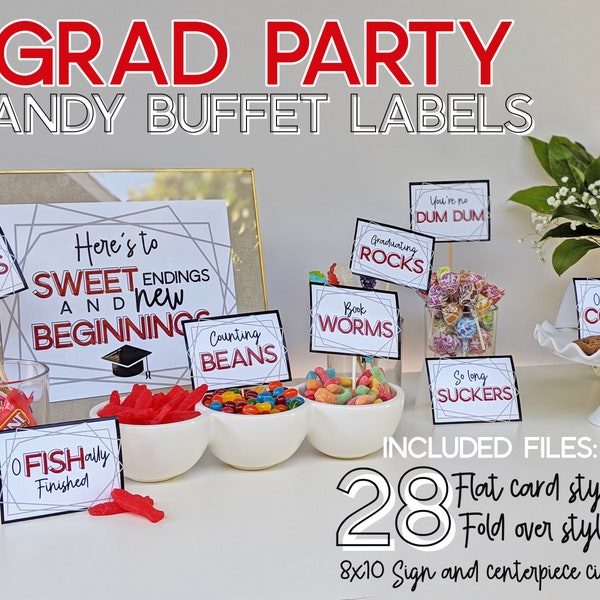 Graduation Candy Buffet Labels | Candy Bar Labels | Grad Party | Graduation Candy Labels | Graduation Candy Signs | Grad Party Food Labels