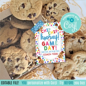 Editable Competition Good Luck Printable Tag | Chip Chip Hooray | Cheer | Drill Team | Game Day Good Luck Treats Corjl PG999