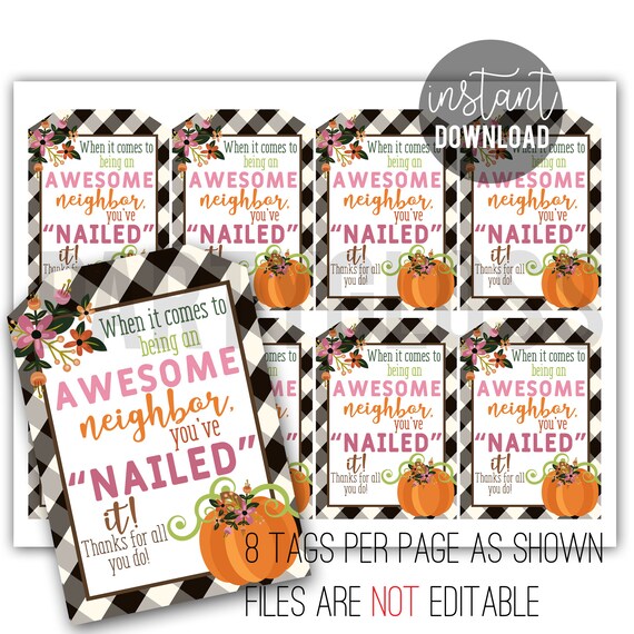 Printable Neighbor Thank You Tags - Parties and Patterns Downloads