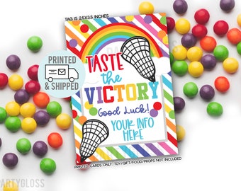 Printed and Shipped Lacrosse Taste The Victory Good Luck Gift Tags Rainbow Candy Treat State Playoffs Game Team Tournament Competition Match