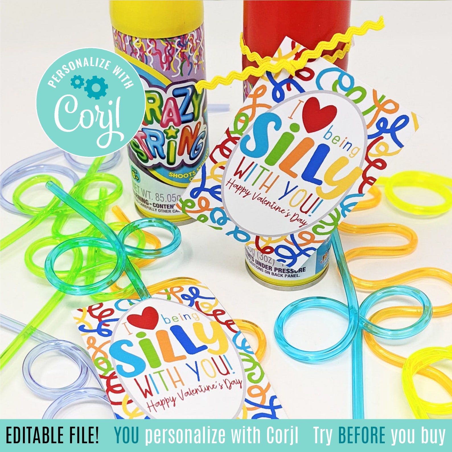 Editable Valentine's Day Printable Tags Silly With You - Etsy