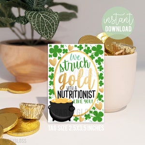 Étiquettes imprimables du Mois nutritionniste, appréciation du nutritionniste, étiquette nutritionnelle de la Saint-Patrick, personnel médical de l’entraîneur diététiste en perte de poids