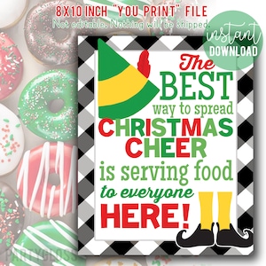 Elf Appreciation 8x10 Printable Sign Teacher Luncheon School Christmas Cheer Holiday Staff Employee Work Breakroom Lunchroom PTA PTO Faculty
