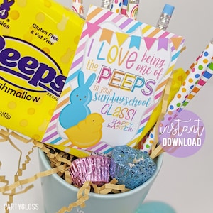 Paaszondag School Leraar Waardering Afdrukbare Tags Christelijke Leraren Gift Tag Een van de piepgeluiden in uw klas Happy Easter Treats Gift