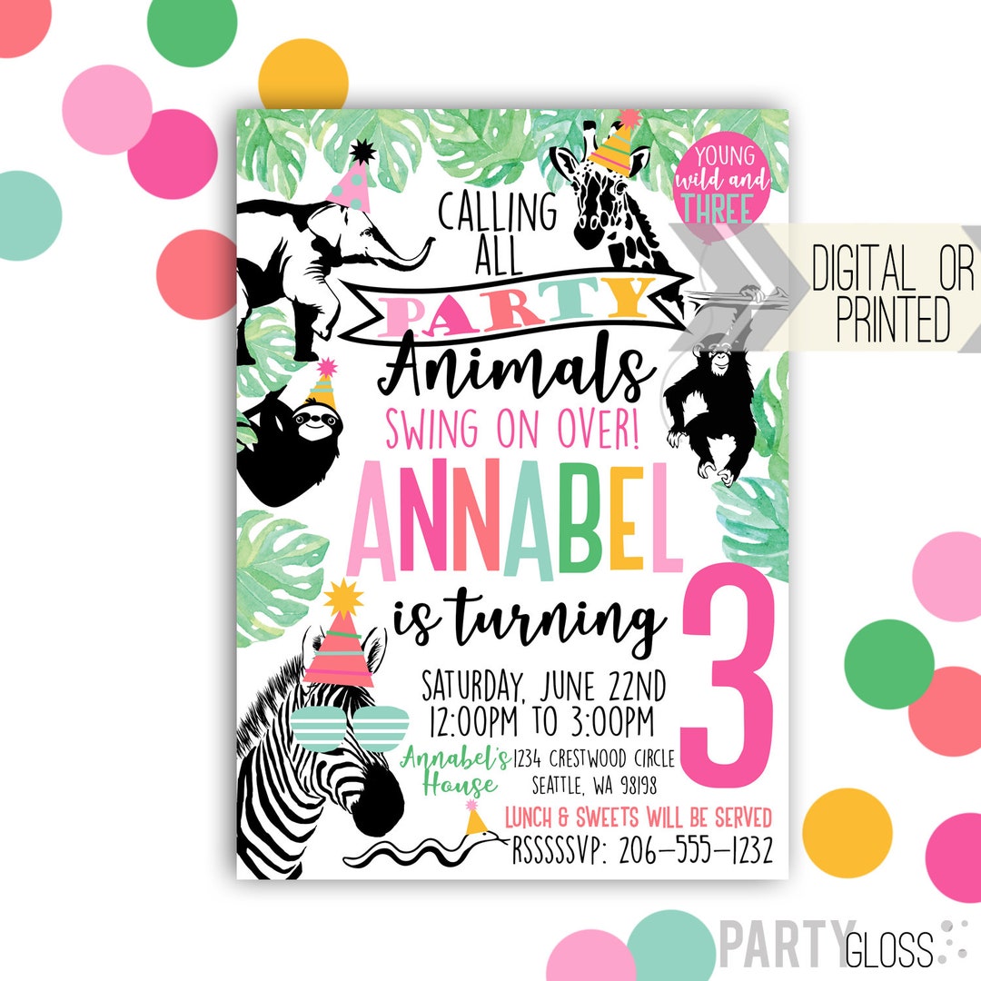 Party Animal Invitation Digital or Printed Party Animal