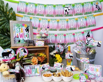 Party Animals Instant Download Birthday Party Package | Party Animal Zoo Printable Party | Wild One | Two Wild | Young Wild and Three Party