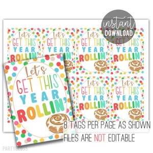 Cinnamon Roll Back To School Printable Gift Tags, Let&#39;s Get This Year Rollin&#39; Teacher Appreciation Treat Tag, PTA PTO First Day 1st Day