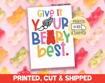 Printed, Cut & Shipped Track And Field Give It Your Beary Best Good Luck Gift Tags, Gummy Bear Candy State Try Outs Match Meet Tournament