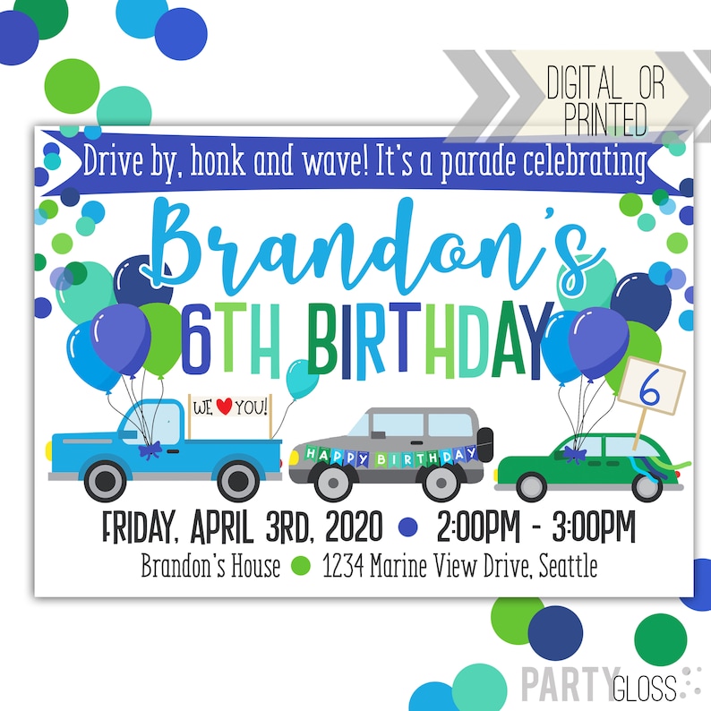 Drive by Birthday Parade Invitation Digital Invitation Etsy