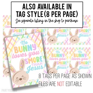 S'mores Peeps Printable Bag Toppers, Happy Easter Bunny Ziploc Label No Bunny Love You More Than Jesus Youth Group Sunday School Bible Study image 4