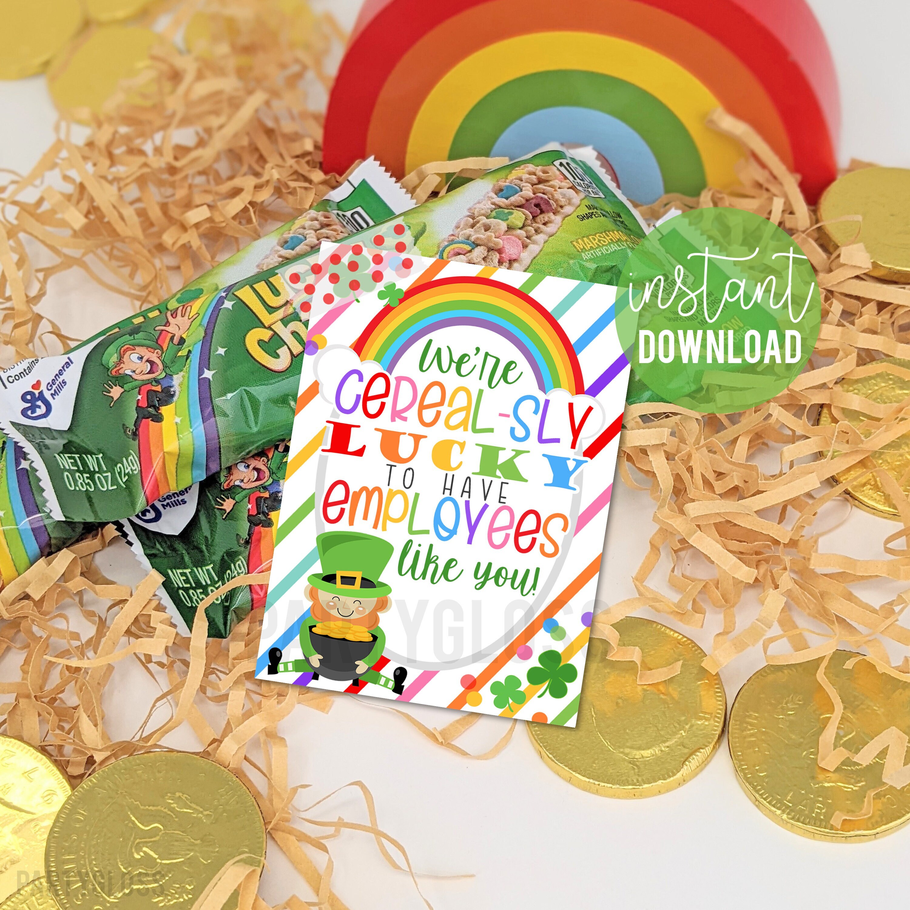 Employee Appreciation St. Patrick's Day Printable Tags, Lucky Cereal Bar  Staff Office Employees Team Lead Coworker Gift From Manager Boss - Etsy, image size:3000x3000