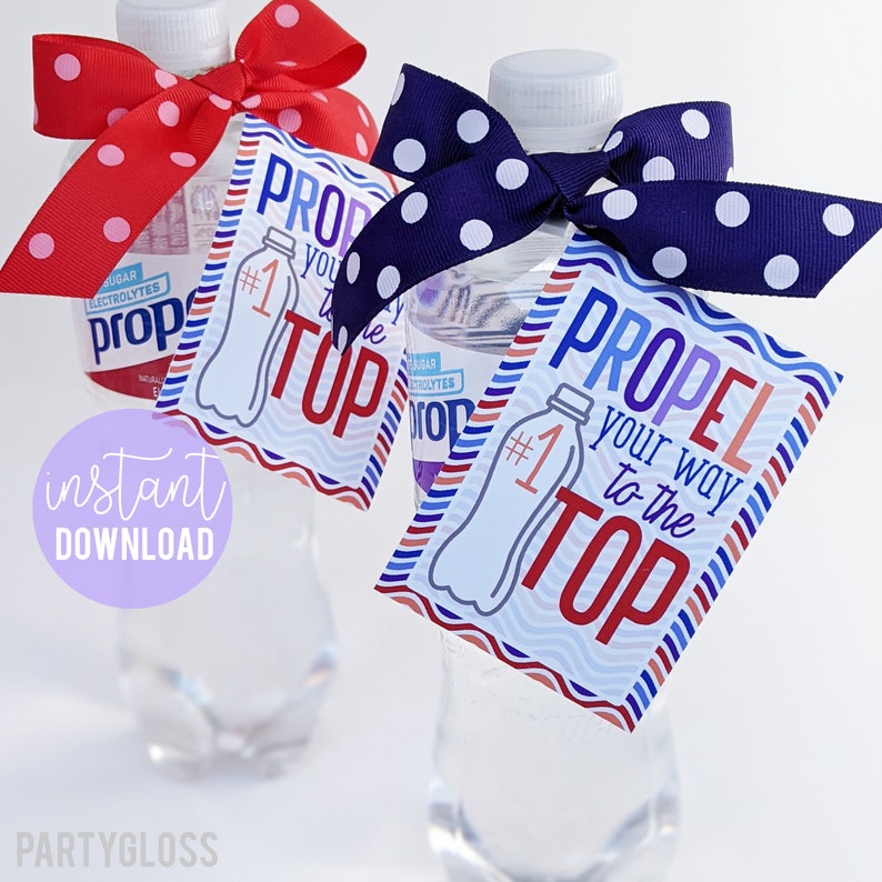 Sports Drinks Good Luck Printable Gift Tags, Propel Your Way To The Top Conference State Title Competition Game Day Team Drink Teammates image 1