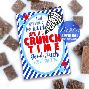Lacrosse Crunch Time Good Luck Etiquetas de presente para impressão, Barra de chocolate Doces Regionais Equipe Playoffs Jogo Jogo Campeonato Estadual Você conseguiu isso