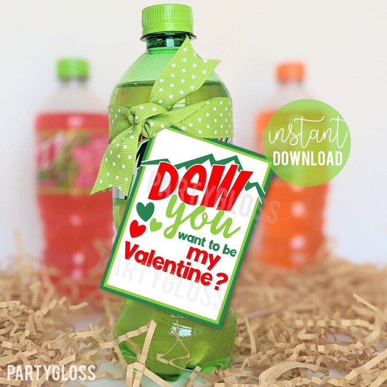 Valentine's Day Printable Tag Dew You Want to Be My - Etsy