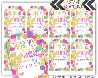 Gymnastiek partij afdrukbare tag | Tumble-tag | Afdrukbare tuimeltag | Gymnastiekfeest | Tuimelen door | Afdrukbare gunsttag | Gymnastiek label