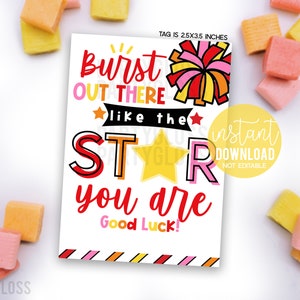 Cheer Star Geschenkanhänger zum Selberdrucken Burst Out There Like The Star You Are Good Luck Cheerleader-Konferenz