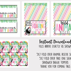 Party Animals Instant Download Birthday Party Package Party Animal Zoo Printable Party Wild One Two Wild Young Wild and Three Party image 3