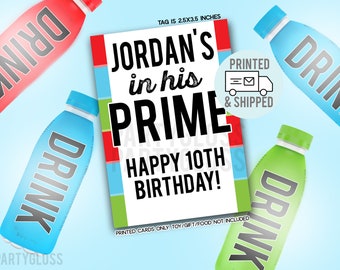 Printed and Shipped Birthday Favor Tags, In His Prime, Energy Drink Hydration Packet, Sports Class Team Friend Teammate Classmate, Favors