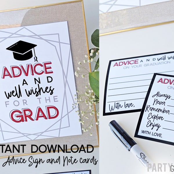 Graduation Advice Cards | Grad Party Advice Sign | Class of 2021 | Graduation Printables | Graduation Advice Wishes | Graduation Decorations