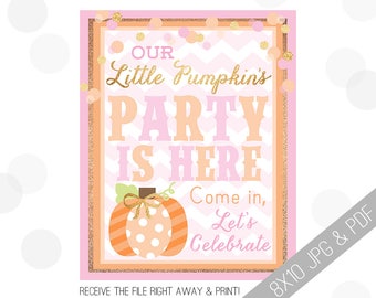 Pumpkin Party Printables | Pumpkin Welcome Sign | Door Sign | Little Pumpkin | Little Pumpkin Party | Pumpkin Birthday Decor |