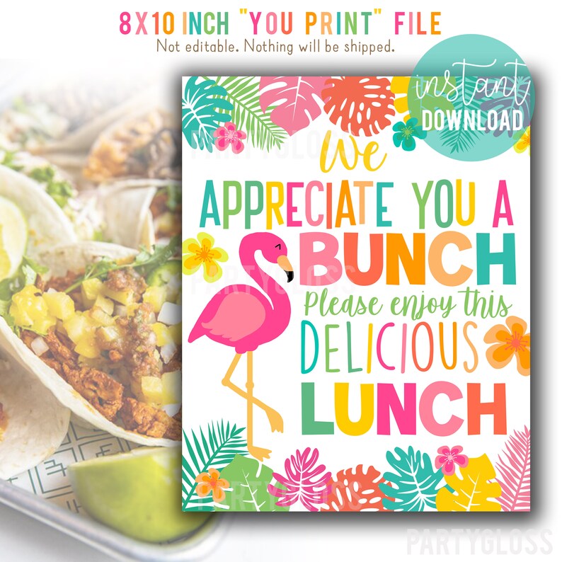 Teacher Appreciation 8.5x11 Printables, Lunch School Staff, PTO PTA, Treats Snacks Teachers Tropical Hawaiian Beach Aloha Tiki Bulk Bundle image 7