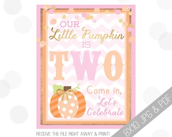 Pumpkin Party Printables | Pumpkin Welcome Sign | Door Sign | Little Pumpkin | Little Pumpkin Party | Pumpkin Birthday Decor |