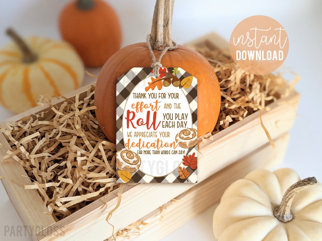 Thanksgiving Cinnamon Roll Appreciation Printable Gift Tags Autumn Fall ...