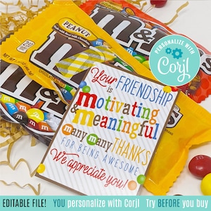 Editable Friend Appreciation Printable Tag | Friend Gift Tags | Coworker Appreciation | Friend Thank You | MM Friend Gift Tag Corjl PG999