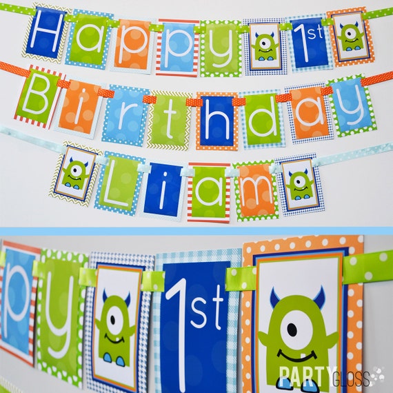 Monster Birthday Party Decorations Banner Monsters Theme Etsy
