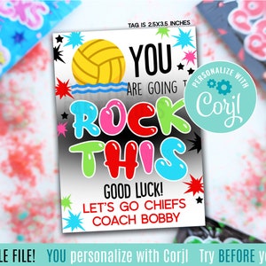 Water Polo modifiable Vous allez faire vibrer cette bonne chance Étiquettes cadeaux imprimables, Pop Candy Rocks Match State Championship Playoffs Tournament