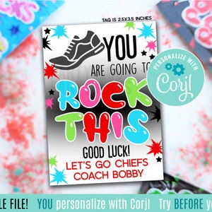 Bearbeitbare Cross Country You Are To Rock This Good Luck druckbare Geschenkanhänger, Pop Candy Rocks X Country Treffen Match State Tournament Race