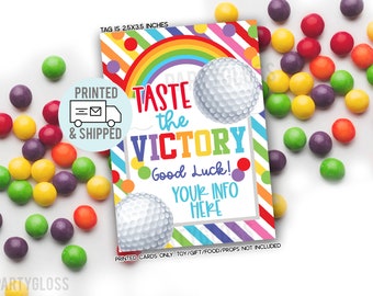 Printed and Shipped Golf Taste The Victory Good Luck Gift Tags Rainbow Candy Treat State Playoffs Game Team Tournament Competition Match