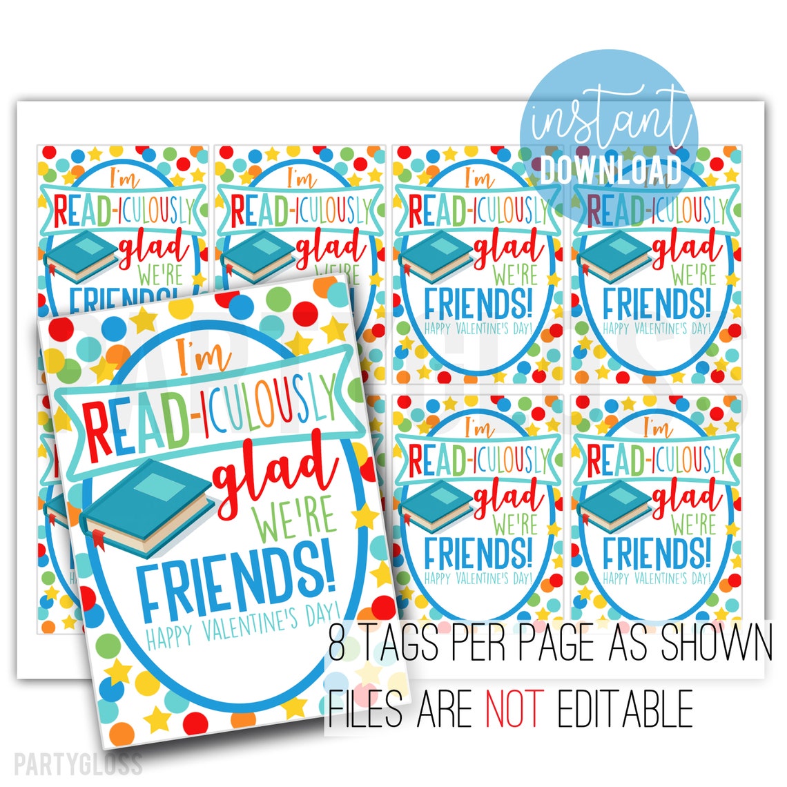 Bookmark Valentine's Day Printable Tag Book Valentine - Etsy