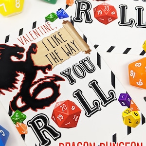 Dragon Dungeon Valentine's Day Printable Tags I Like the Way You Roll ...