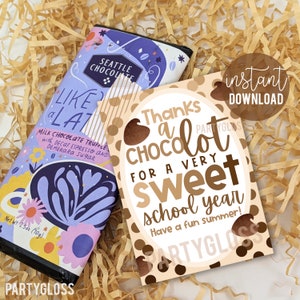Etiqueta imprimible de chocolate de fin de año / Imprimible de chocolate / Etiqueta del último día de agradecimiento al estudiante / Etiquetas imprimibles PTO PTA / Etiquetas de chocolate