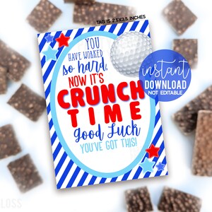Golf Crunch Time Good Luck Afdrukbare cadeaukaartjes, Chocoladereep Snoep Toernooi Invitational Championship Match Team Treats Tag Je hebt dit