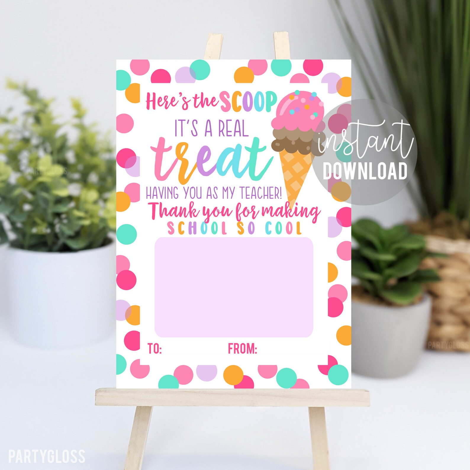 Teacher Appreciation Printable Gift Card Holder Ice Cream Etsy