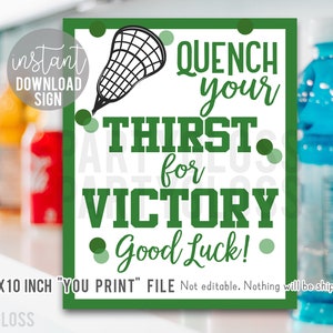 Green Lacrosse Good Luck Imprimable 8x10 Inch Sign, étanchez votre soif de victoire Sports Drink Cooler Tournament Match Practice Game