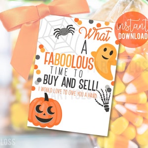 Halloween-Immobilienmarketing druckbare Tags, Kunden-Süßigkeits-Tag Faboolous Zeit zum Kauf und Verkauf von Immobilien Pop By Give You A Hand